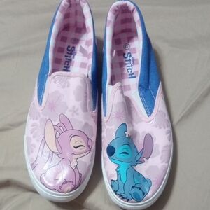 Disney Stitch & Angel Slip-On Sneakers - Pink and Blue